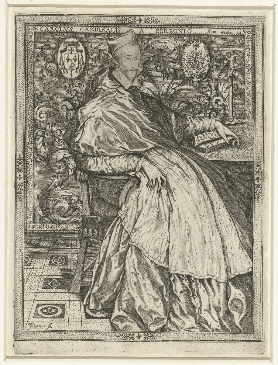 Portret van kardinaal Karel van Bourbon by Unknown, print, 1550-1551