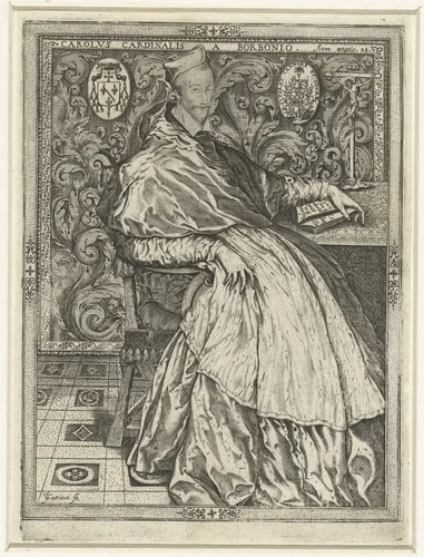 Portret van kardinaal Karel van Bourbon by Unknown, print, 1550-1551