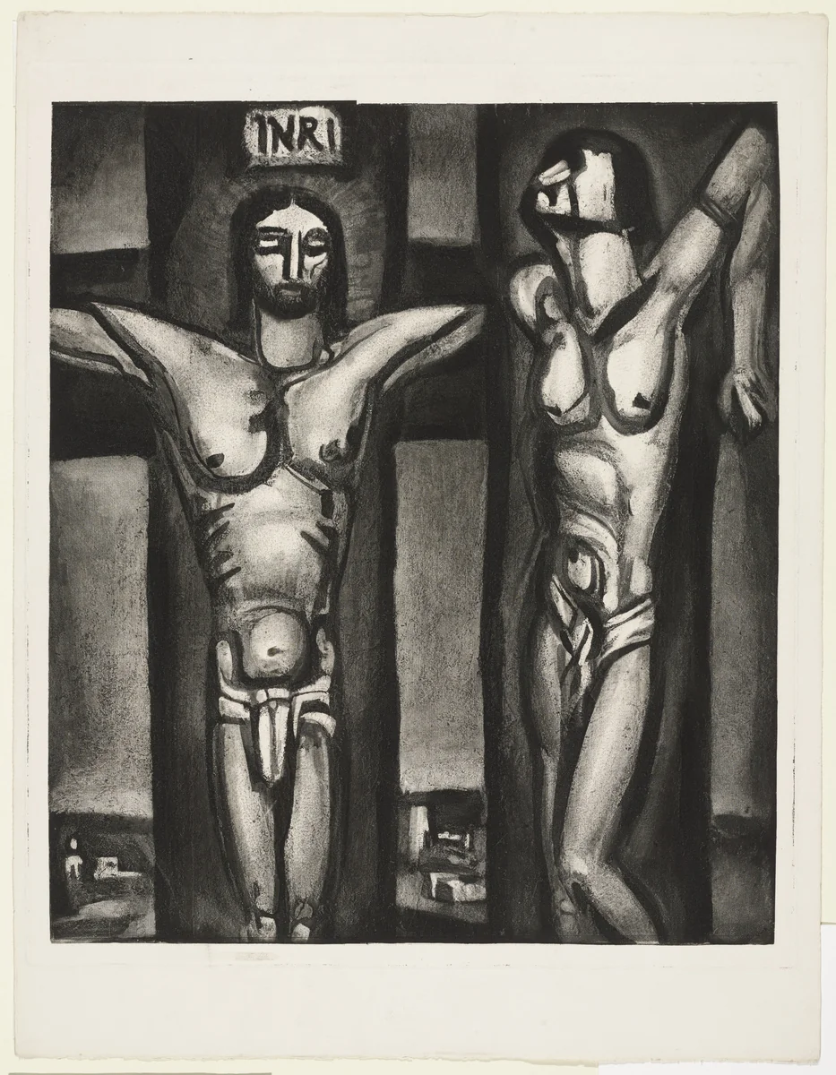 Trial proof for Christ and the Robber, rejected plate from Miserere by Georges Rouault, illustrated book, 1922