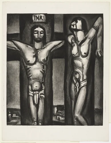 Trial proof for Christ and the Robber, rejected plate from Miserere by Georges Rouault, illustrated book, 1922