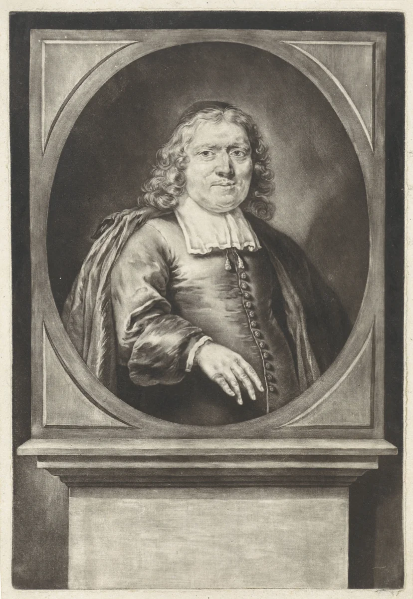 Portret van de predikant Josias van der Kapelle by Thomas van der Wilt, print, 1691