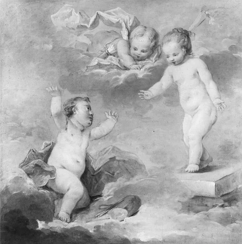 Pygmalion and Galatea as Infants by French Painter, painting, 1700-1799
