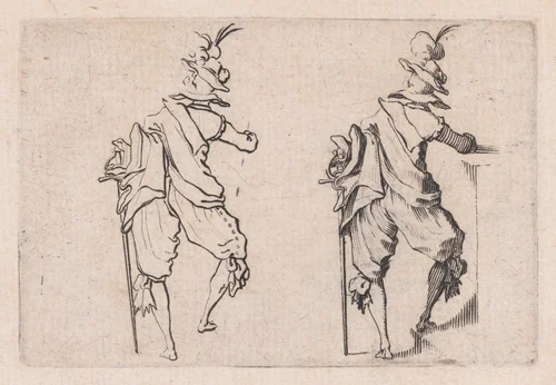 L'Homme Vu de Dos, Avec une Grande Épée (Man Viewed from Behind, with a Large Sword), from "Les Caprices" Series B, The Nancy Set by Jacques Callot, print, 1617-1620