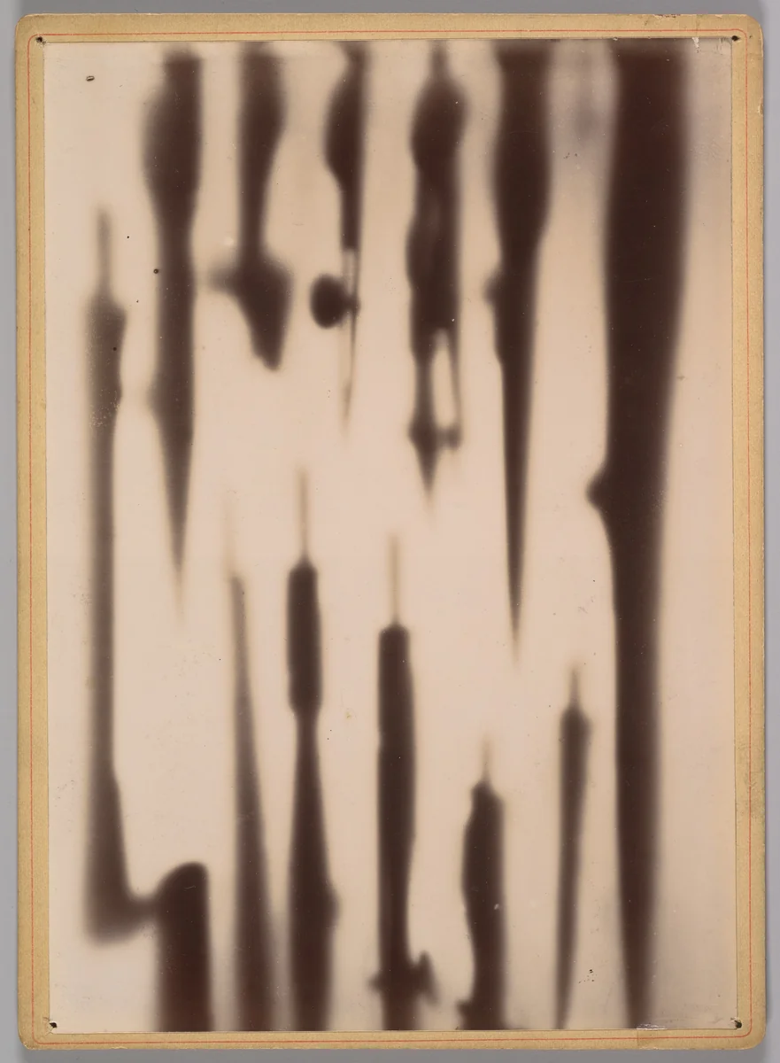 [X-Ray of a Box Compasses and Drawing Tools] by Henri van Heurck, photograph, 1896