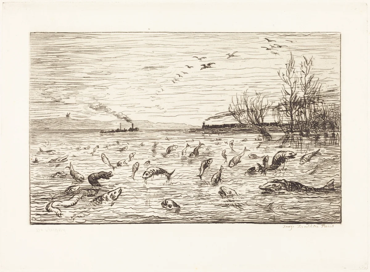 The Fish Rejoice when the Cabin Boy Leaves (Rejouissances de poissons du depart du mo by Charles-François Daubigny, portfolio, 1862