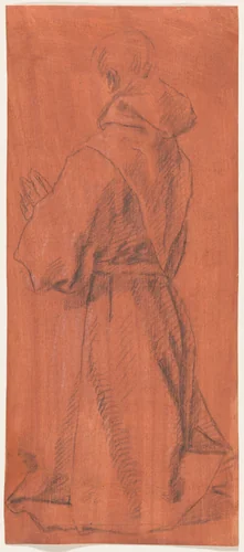 A Kneeling Friar in Prayer by Lazzaro Tavarone, drawing, 1615-1625
