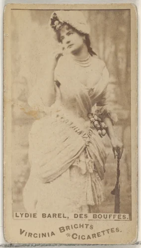 Lydie Barel, Des Bouffes, from the Actors and Actresses series (N45, Type 1) for Virginia Brights Cigarettes by Allen & Ginter, photograph, 1885-1891
