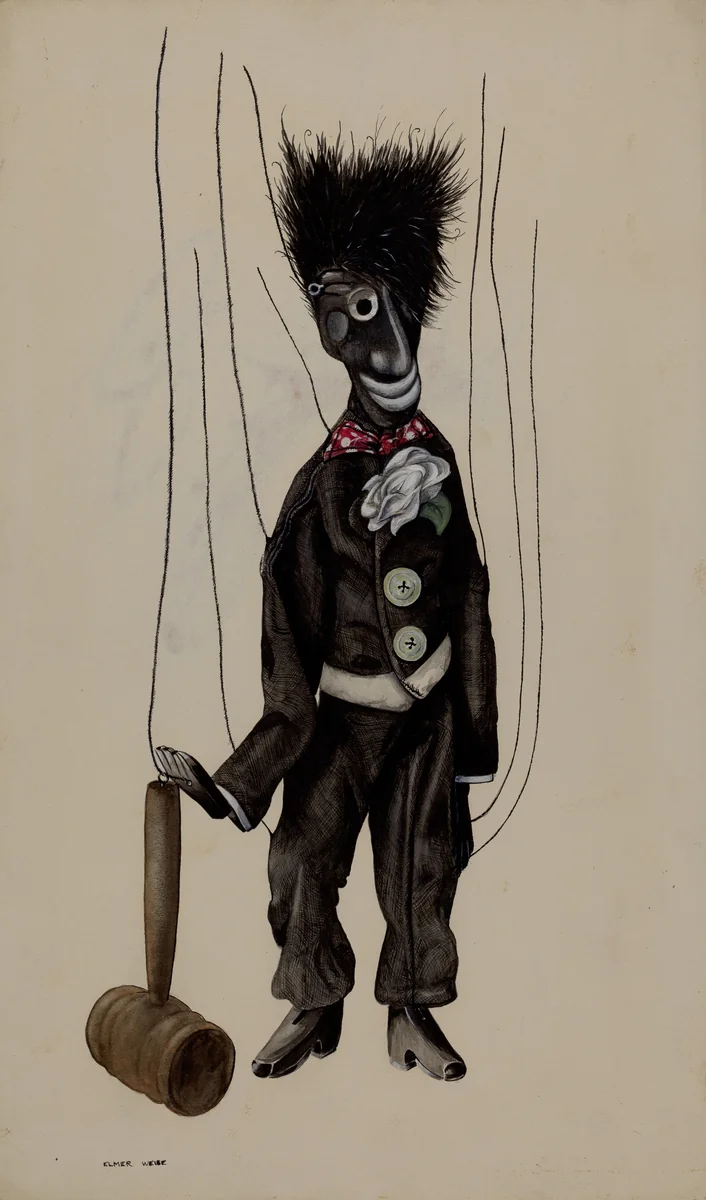 Minstrel Marionette by Elmer Weise, index of american design, 1936