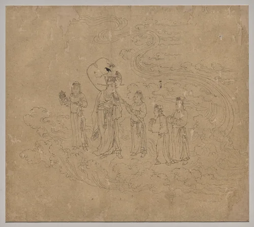 Album of Daoist and Buddhist Themes: Procession of Daoist Deities: Leaf 10 by Unknown, painting, 1200-1299