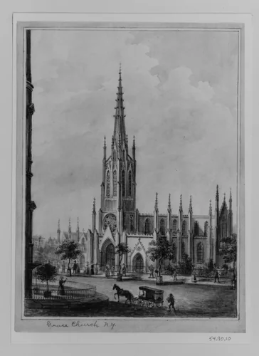 Grace Church, New York by anonymous, drawing, 1845-1855