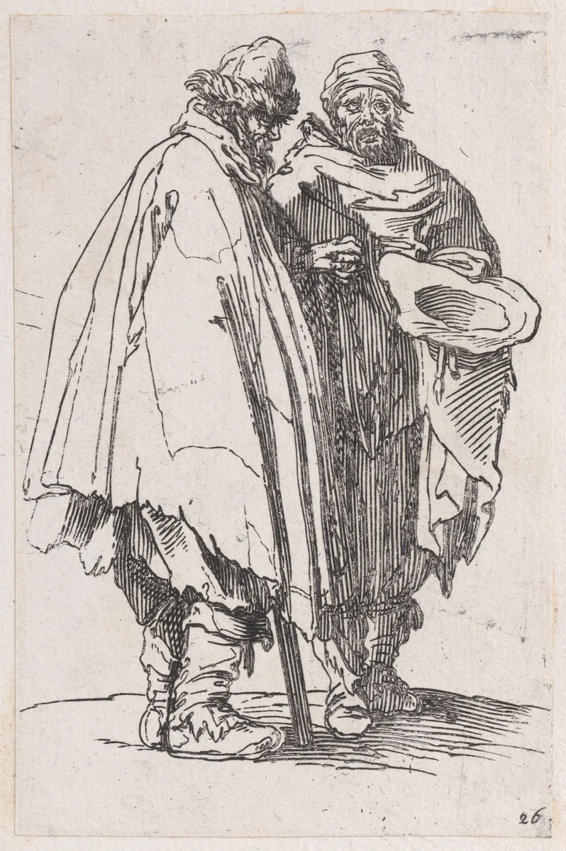 Reverse Copy of L'Aveugle et son Compagnon (The Blind Man and his Companion), from Les Gueux suite appelée aussi Les Mendiants, Les Baroni, ou Les Barons (The Beggars, also called the Barons) by anonymous, print, 1625-1700