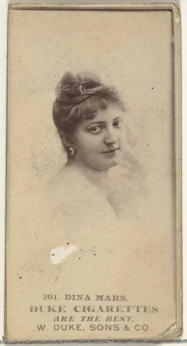 Card Number 201, Dina Mars, from the Actors and Actresses series (N145-7) issued by Duke Sons & Co. to promote Duke Cigarettes by W. Duke, Sons & Co., photograph, 1880-1889
