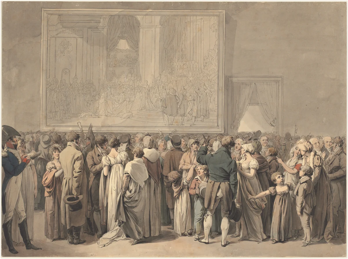 The Public in the Salon of the Louvre, Viewing the Painting of the "Sacre" by Louis-Léopold Boilly, drawing, 1808