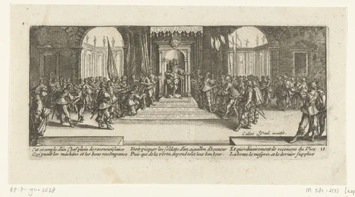 De koning deelt onderscheidingen uit by anonymous, print, 1677-1690