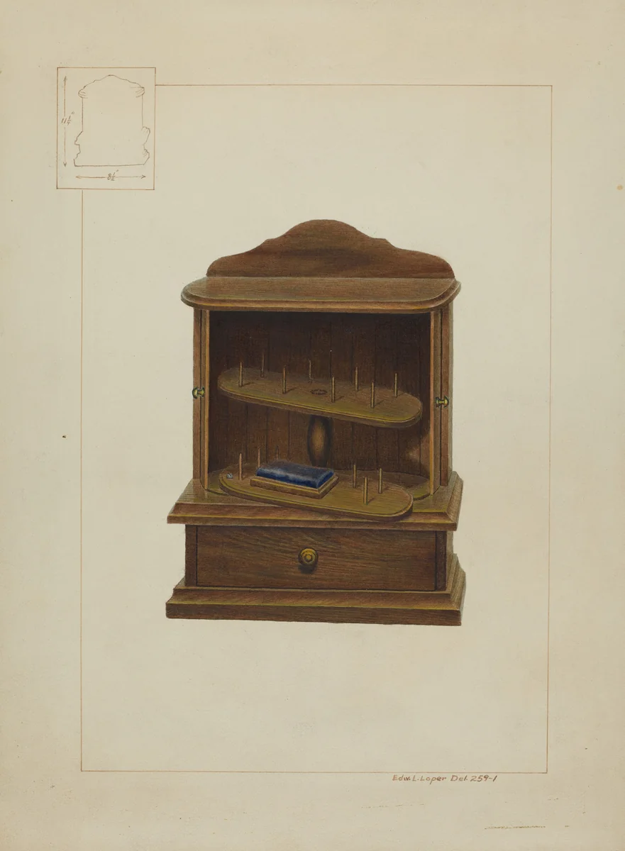 Walnut Spool Cabinet by Edward L. Loper, index of american design, 1938