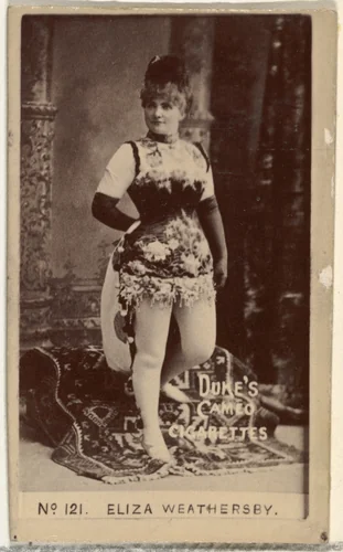 Card Number 121, Eliza Weathersby, from the Actors and Actresses series (N145-4) issued by Duke Sons & Co. to promote Cameo Cigarettes by W. Duke, Sons & Co., photograph, 1880-1889