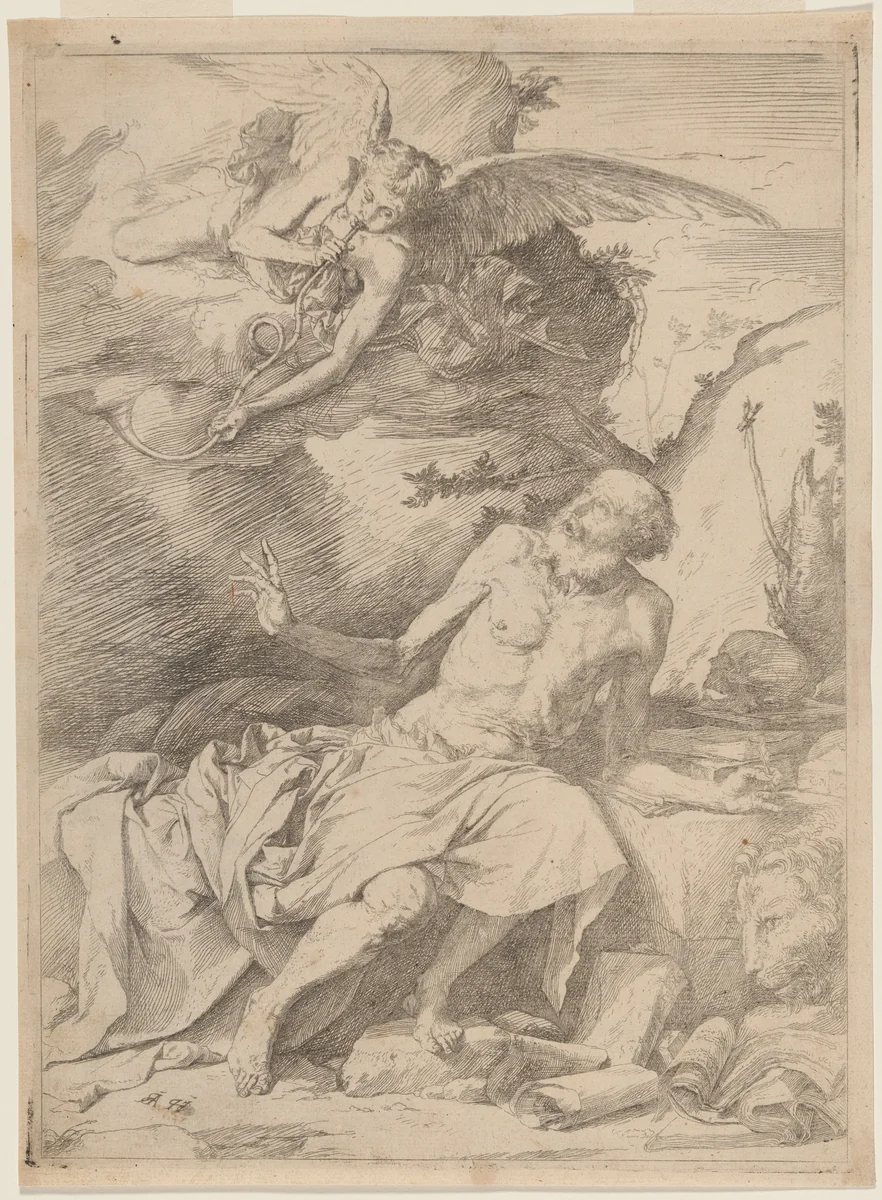 Saint Jerome Hearing the Trumpet of the Last Judgement by Jusepe de Ribera, print, 1616-1626