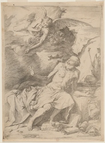 Saint Jerome Hearing the Trumpet of the Last Judgement by Jusepe de Ribera, print, 1616-1626
