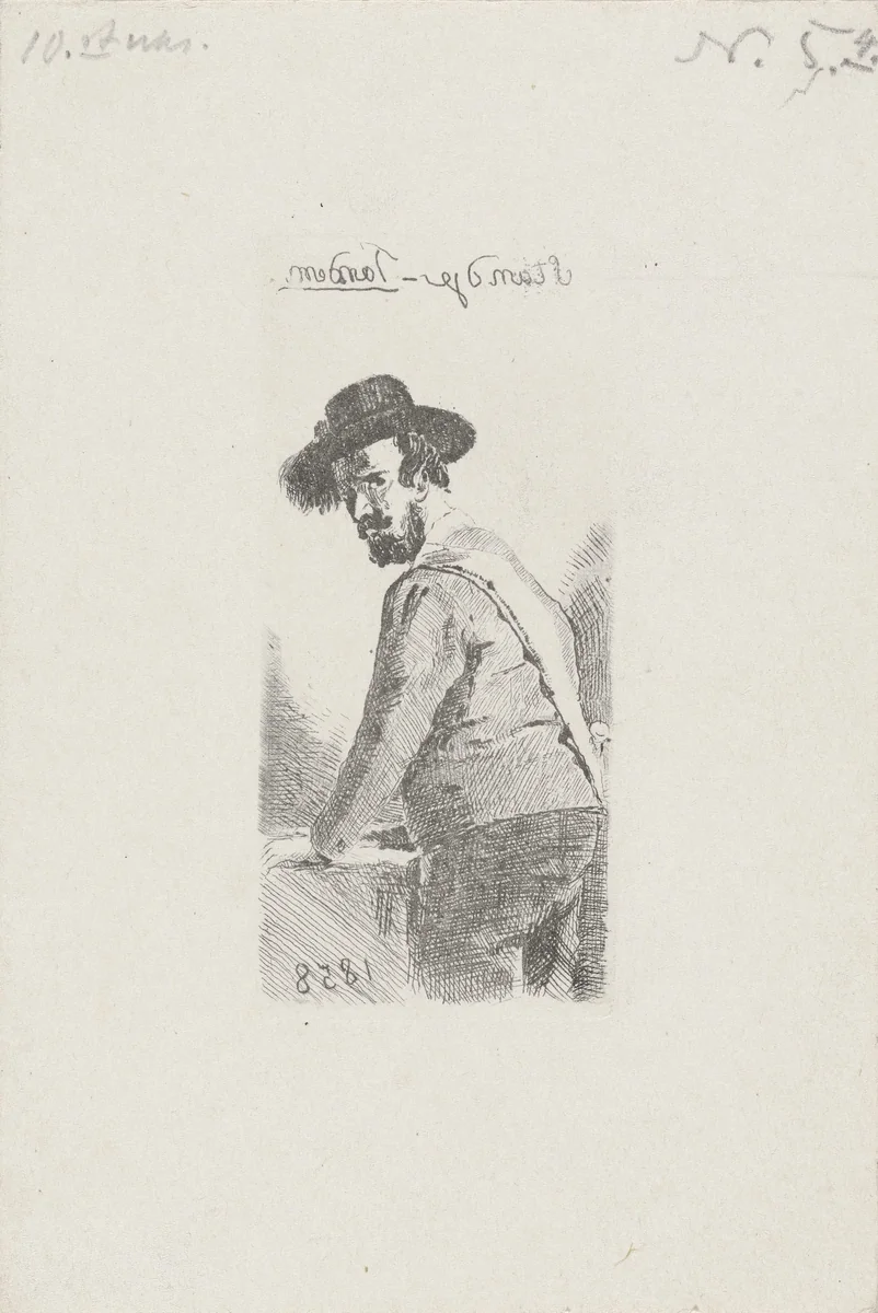 Figuurstudie van een man by Cornelis van der Griendt, print, 1858