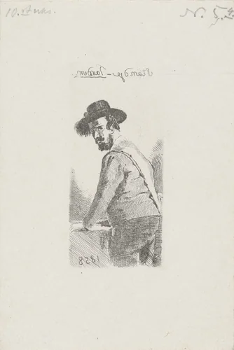 Figuurstudie van een man by Cornelis van der Griendt, print, 1858