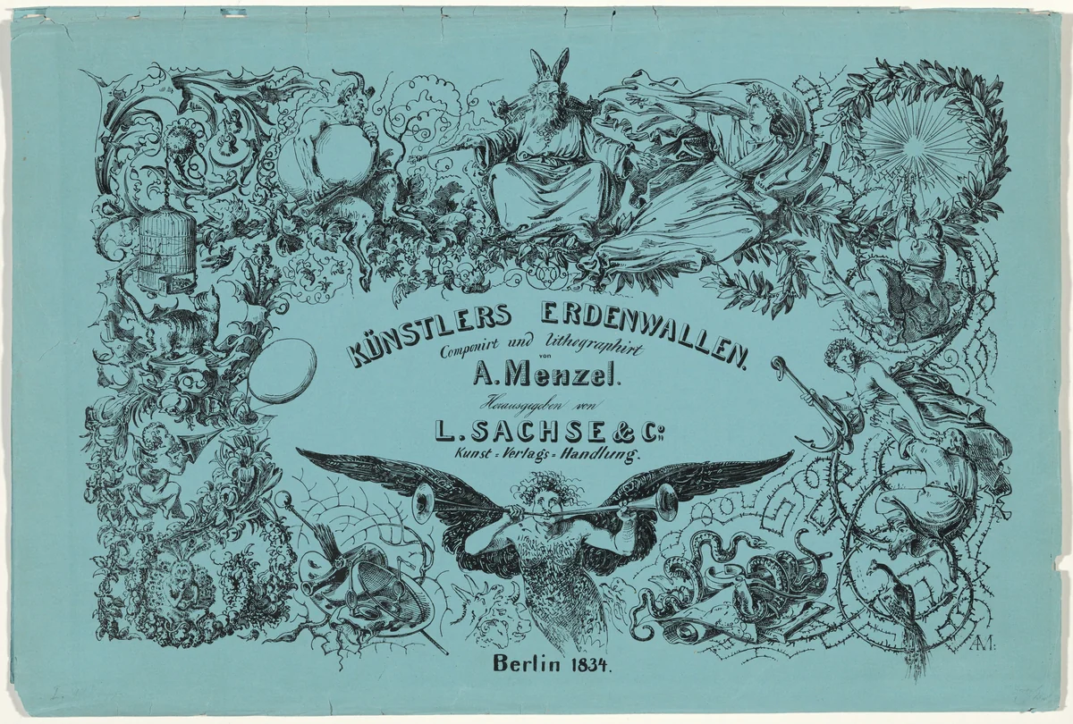 Künstlers Erdenwallen (The Artist’s Earthly Pilgrimage) by Adolph Menzel, print, 1834