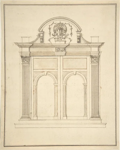 Design for a doorway for a chapel by anonymous, drawing, 1600-1700