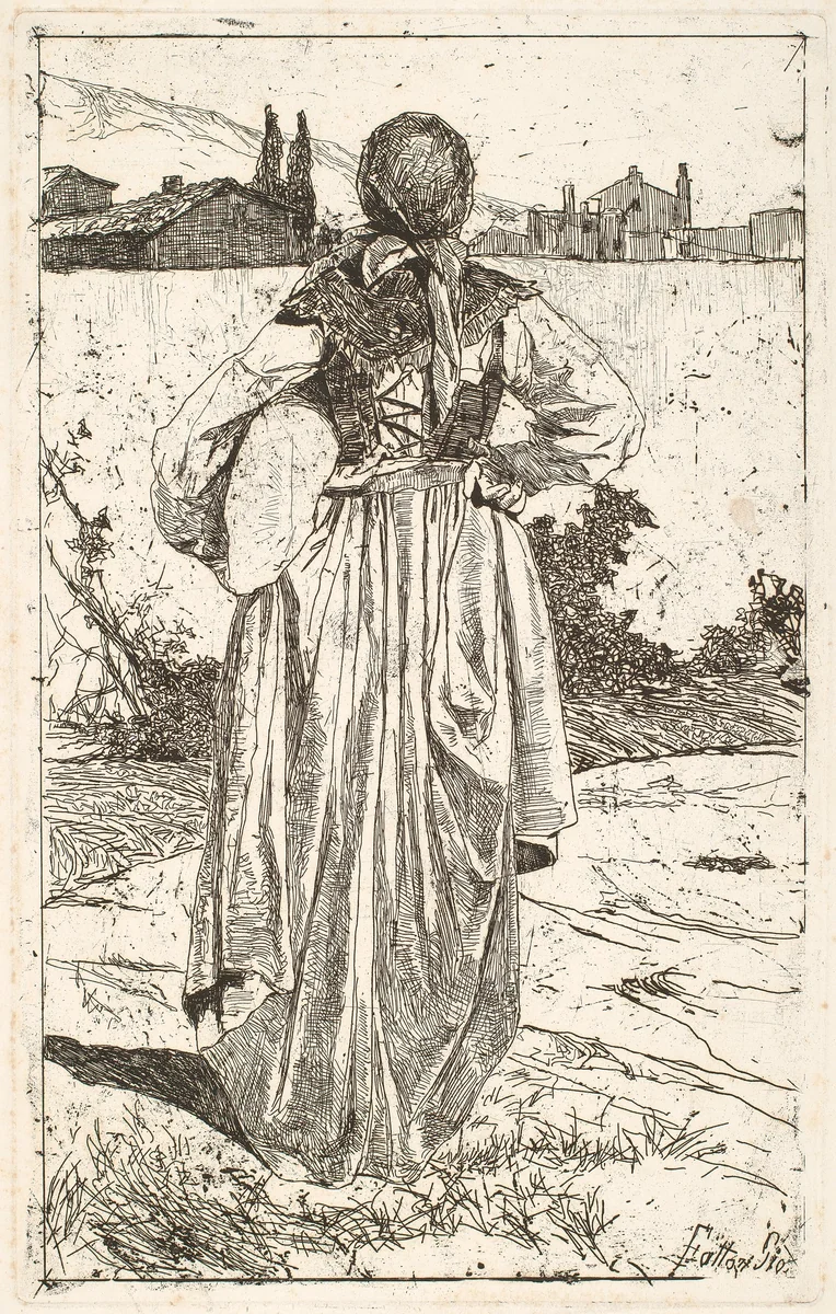 Woman of the Gabbro (Donna al gabbro) by Giovanni Fattori, print, 1886-1887