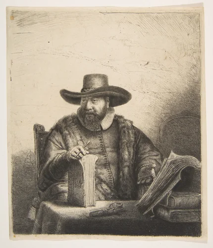 Cornelis Claesz Anslo, Preacher by Rembrandt van Rijn, print, 1636-1646