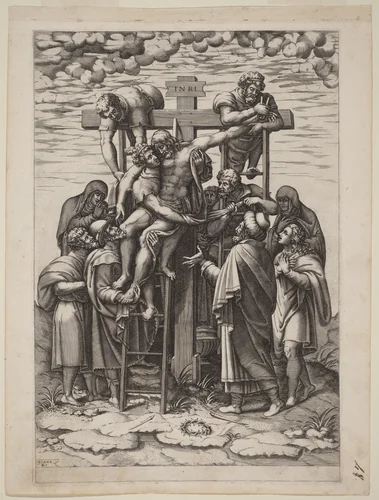 The Descent from the Cross by Diana Scultori, print, 1561-1565