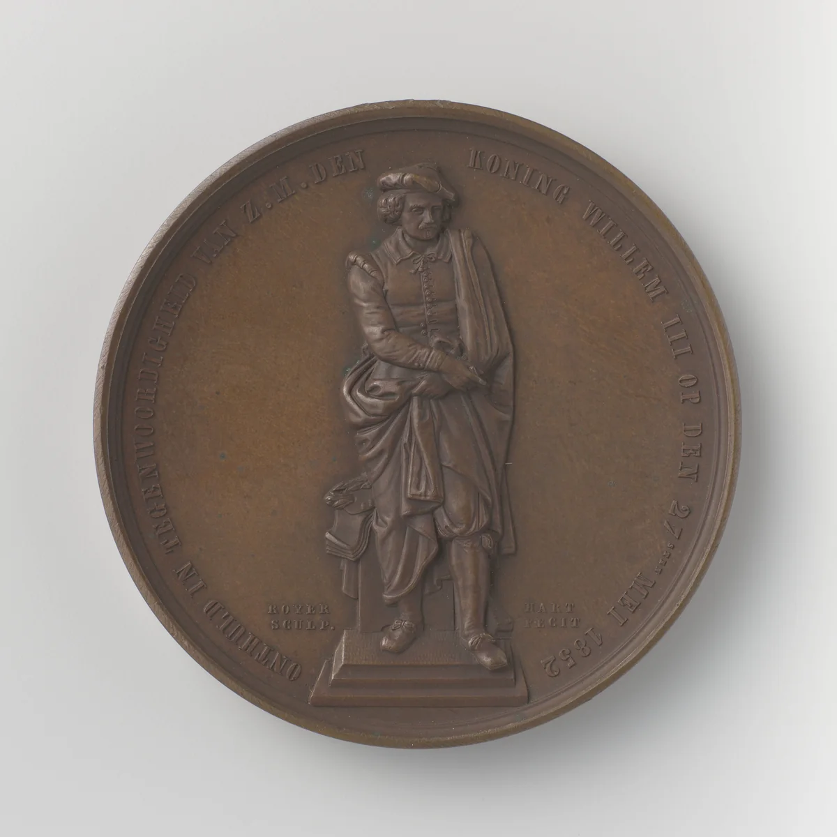 Onthulling van het standbeeld voor Rembrandt by Laurent Joseph Hart, metalwork, 1852