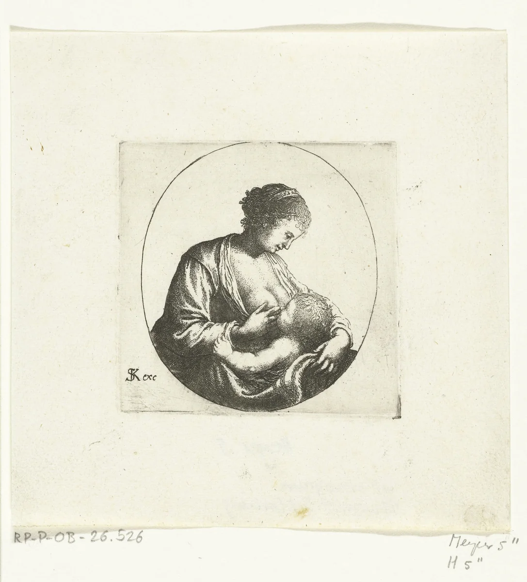 Maria geeft Christus de borst by Willem Basse, print, 1633-1672
