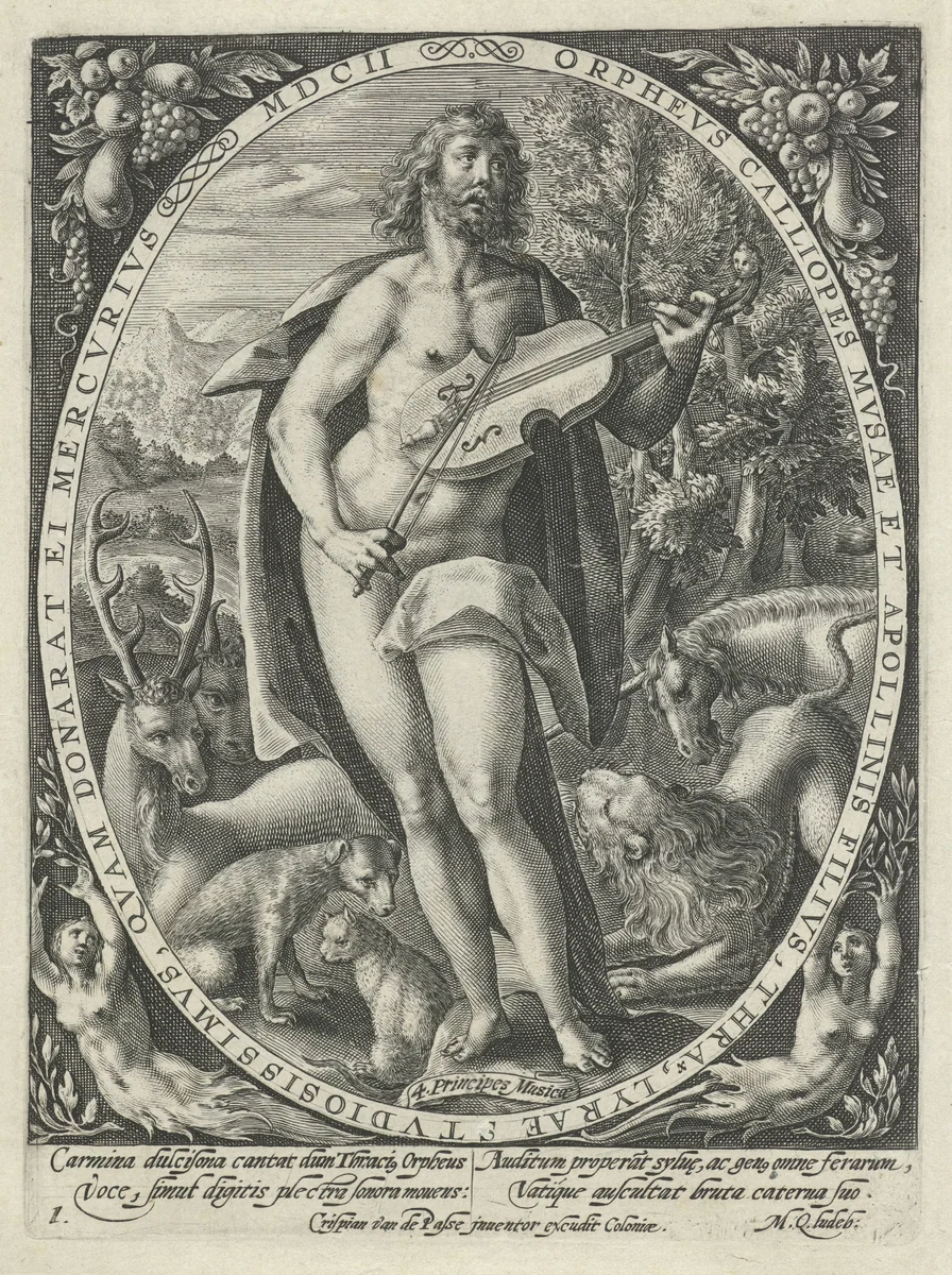 Orpheus: het element aarde by Crispijn van de Passe, print, 1602