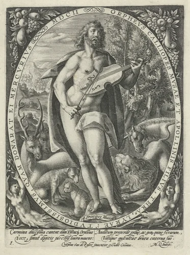 Orpheus: het element aarde by Crispijn van de Passe, print, 1602