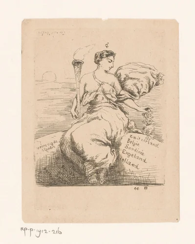 Allegorie op de Verlichting by Willem Linnig, print, 1829-1885