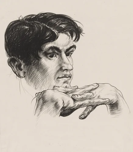 Man's Head by Paul B. Travis, print, 1926