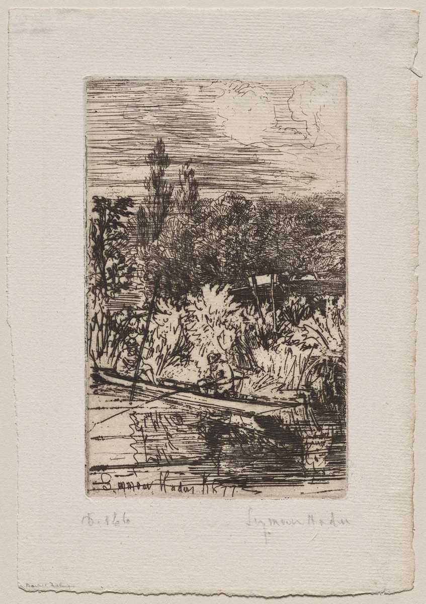 Barbel Fishing by Francis Seymour-Haden, print, 1877