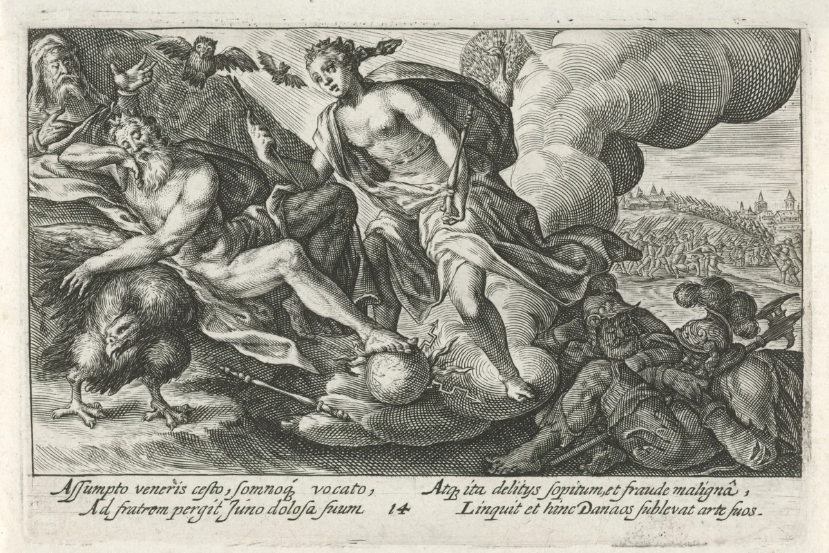 Juno verleidt Jupiter by Crispijn van de Passe, print, 1613