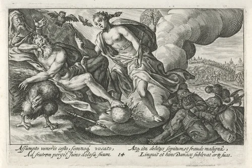 Juno verleidt Jupiter by Crispijn van de Passe, print, 1613