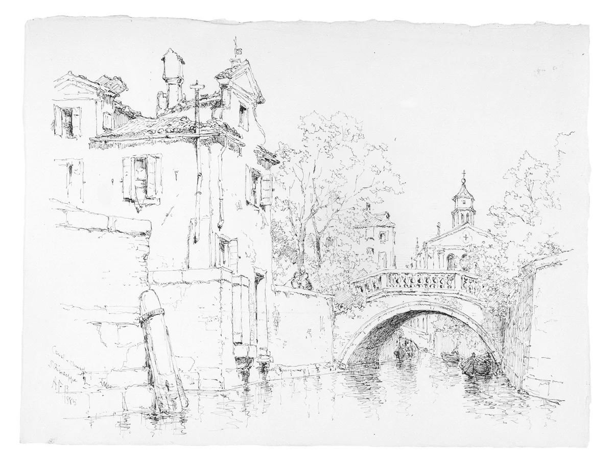 Canal and Church of San Giuseppe, Venice by Andrew Fisher Bunner, artwork, 1885