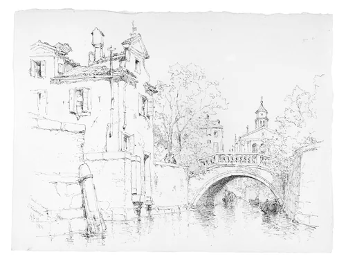 Canal and Church of San Giuseppe, Venice by Andrew Fisher Bunner, artwork, 1885