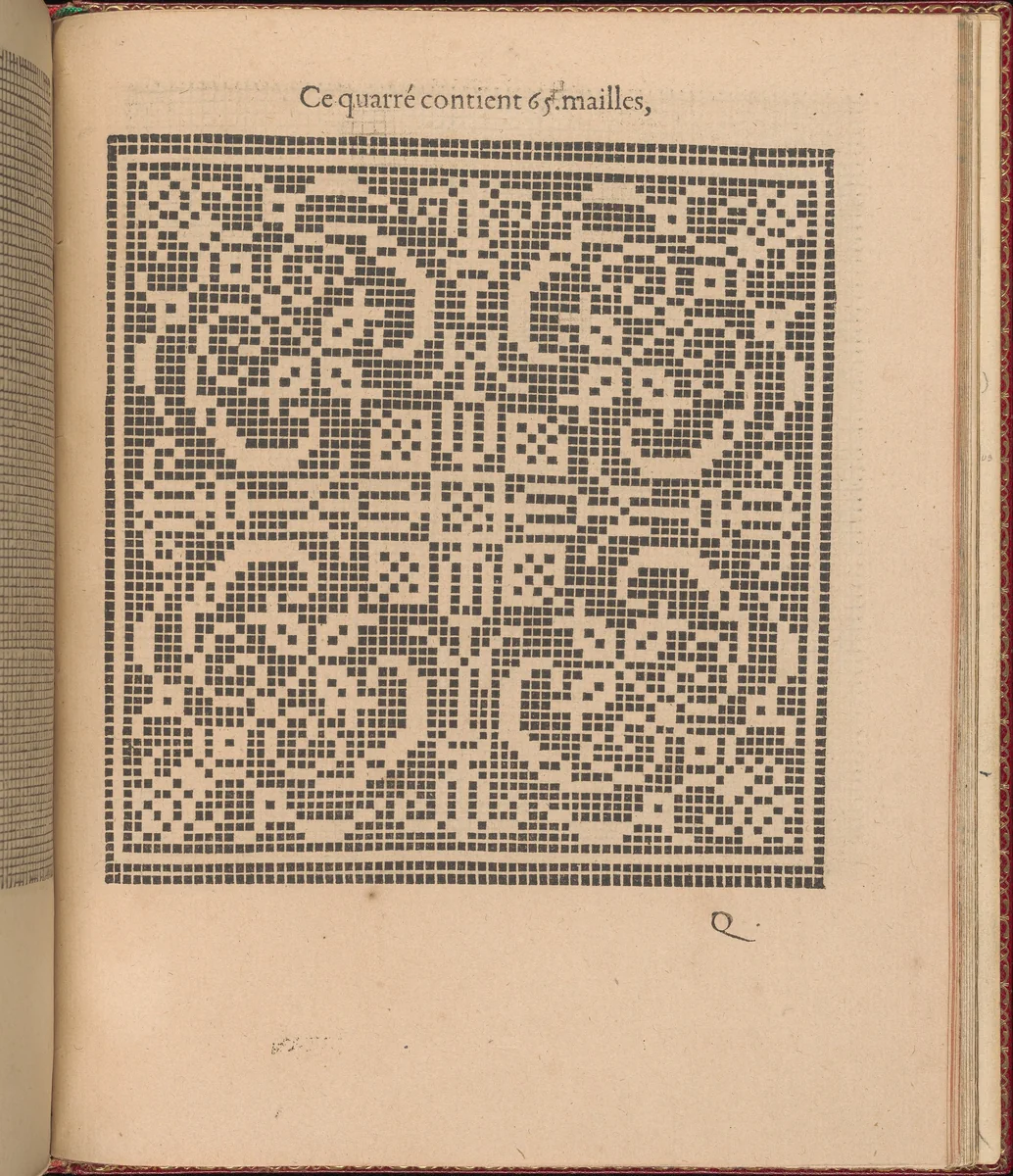 Les Singuliers et Nouveaux Portraicts... page 61 (recto) by Federico de Vinciolo, book, 1588