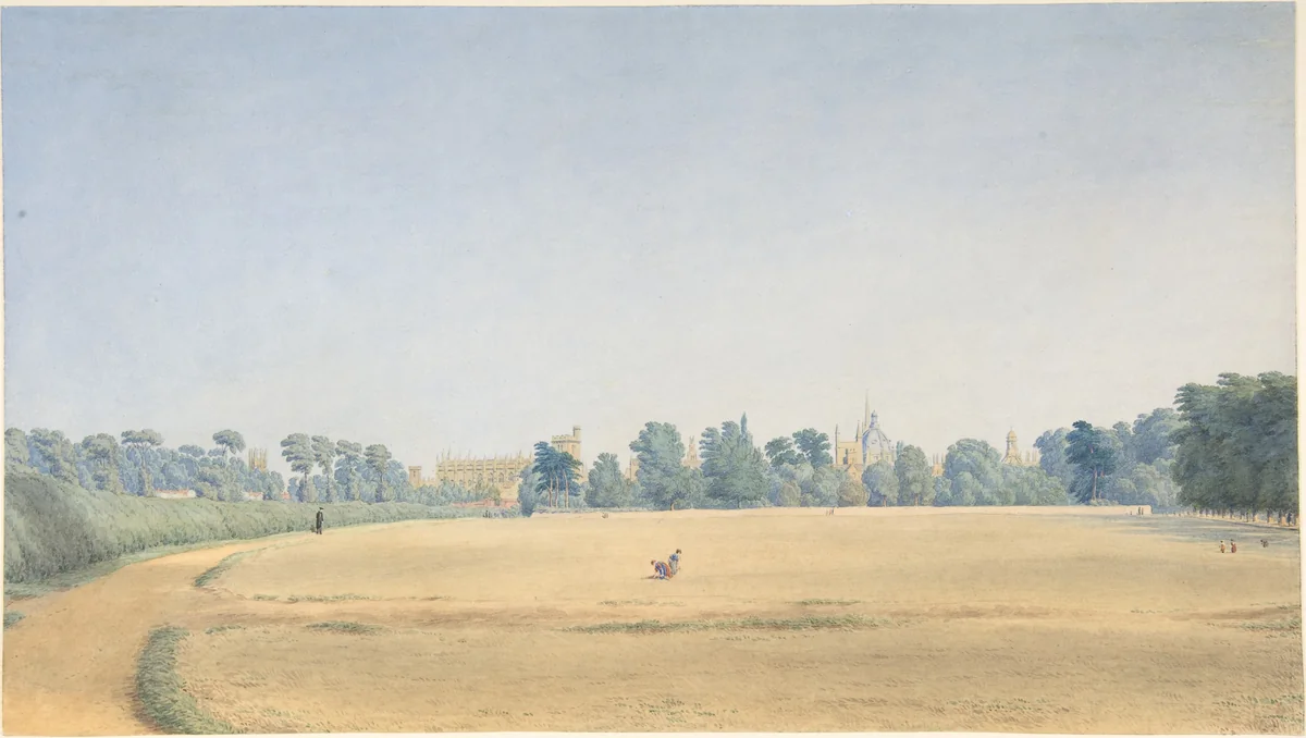View of University Park looking towards New College, Oxford by William Turner, drawing, 1825-1840
