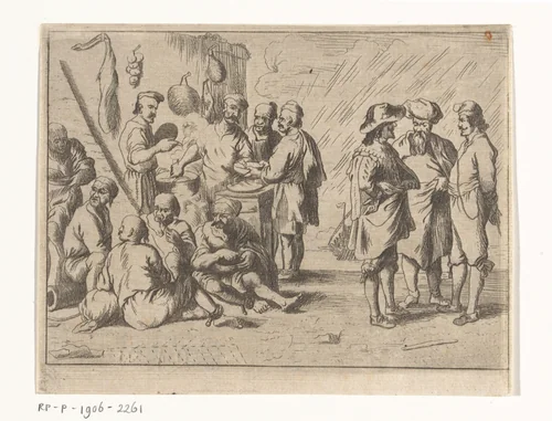 Islamitische galeislaven krijgen eten by M. Schaep, print, 1649