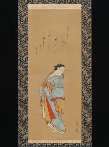 Standing Courtesan by Baiōken Eishun, painting, 1720-1729