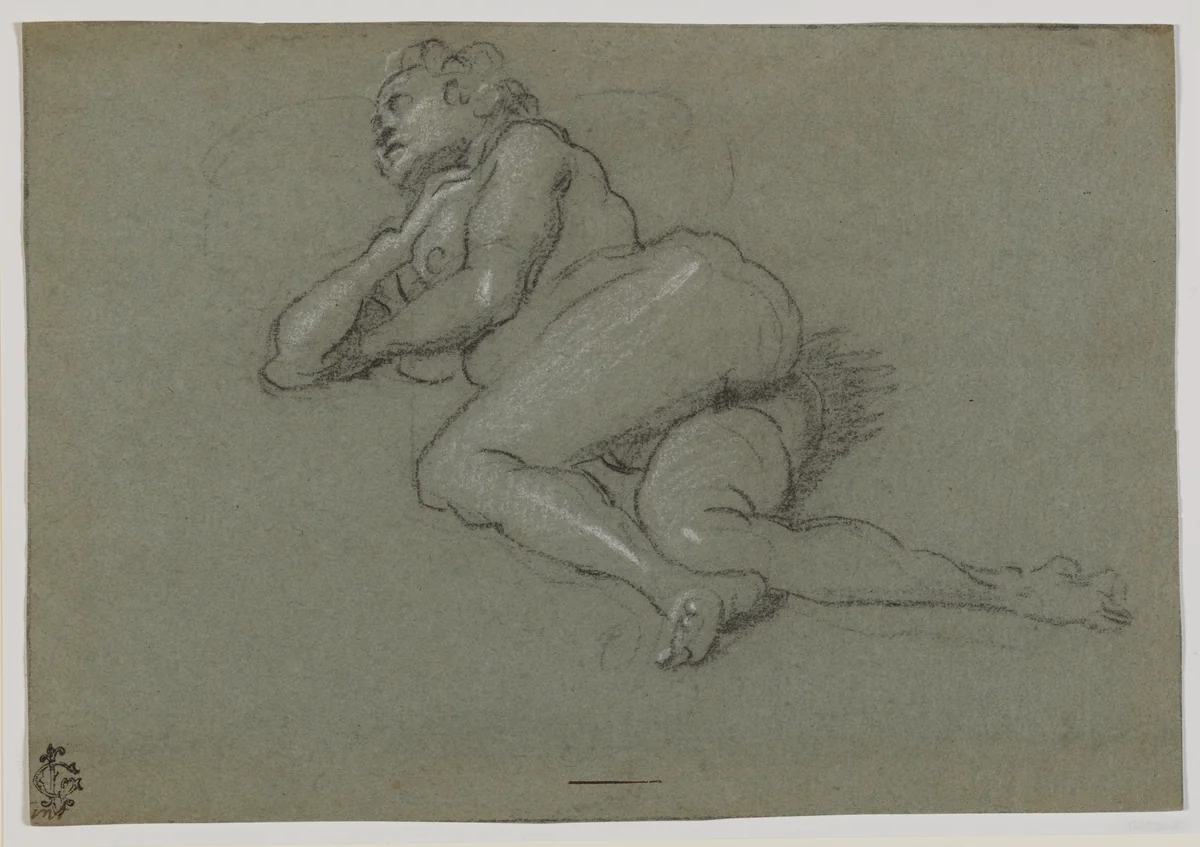 Reclining Female Nude by Domenico Tintoretto, drawing, 1571-1600