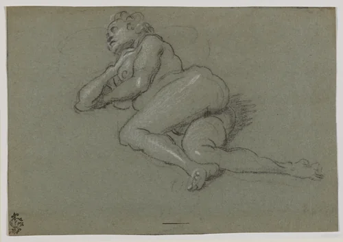 Reclining Female Nude by Domenico Tintoretto, drawing, 1571-1600