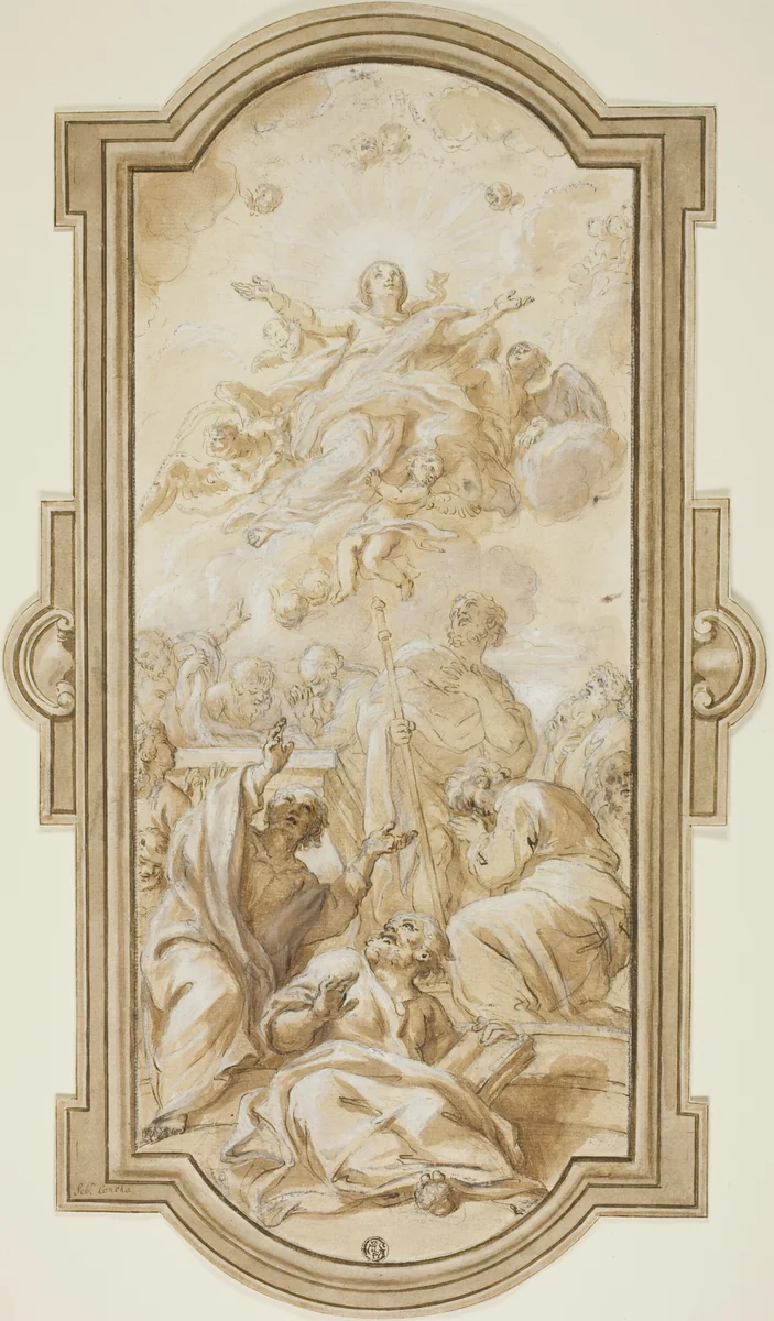 Assumption of the Virgin by Giacinto Calandrucci, drawing, 1666-1707