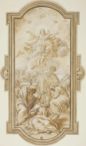 Assumption of the Virgin by Giacinto Calandrucci, drawing, 1666-1707