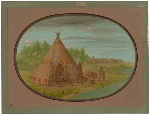 Vapor Bath - Minatarree by George Catlin, painting, 1861-1869