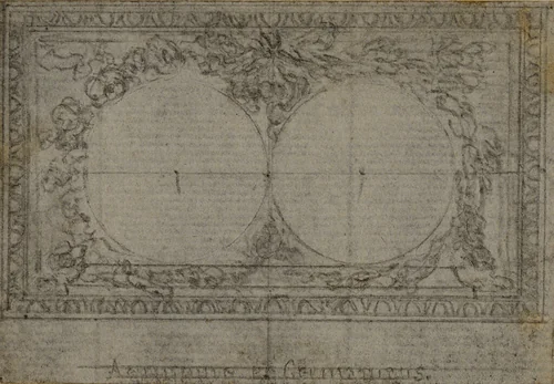 Study for Medallions, in Tacitus "Tibère, ou Les Six Premiers Livres des Annales", Book III, Vol. 2 by Hubert François Gravelot, drawing, 1758-1773